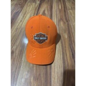 Harley Davidson Youth Hat Orange Adjustable Handprints